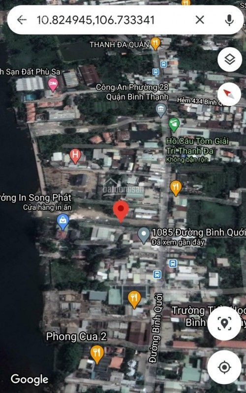 Bán Nhà 309 Bình Quới P28 Thanh Đa Q. Bình Thạnh DT: 3.087m2 (OĐT) view sông Sài Gòn Giá 75 tr/m2