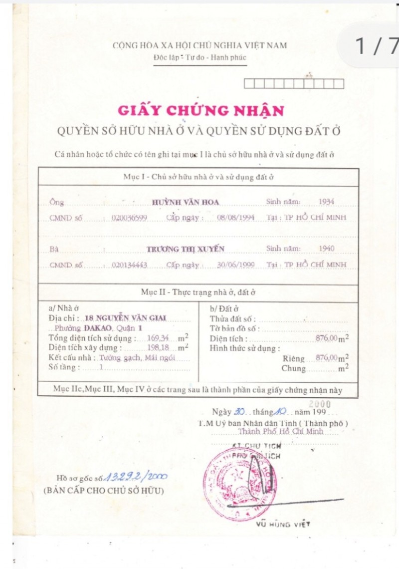 Chính Chủ Bán Nhà 18 Nguyễn Văn Giai Phường Đa Kao Quận 1